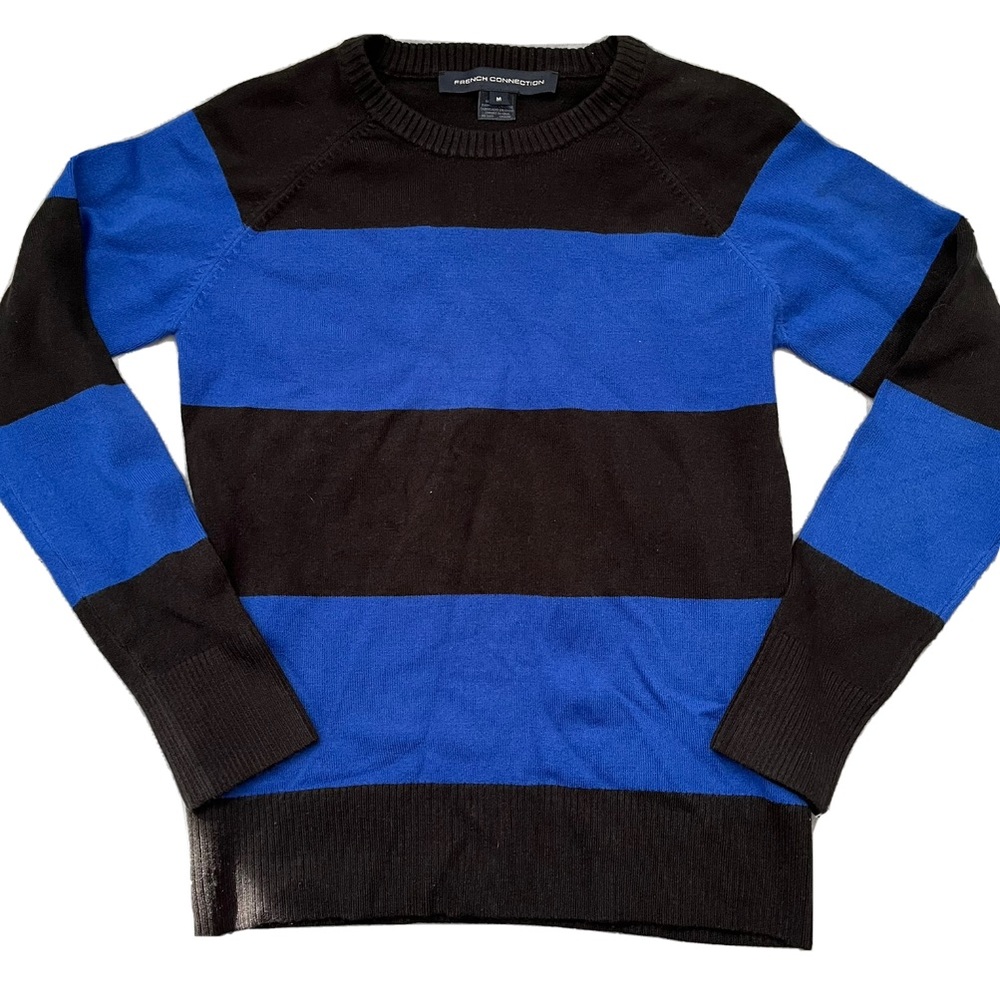 FRENCH CONNECTION Blue and Black Striped Sweater Women's Size M